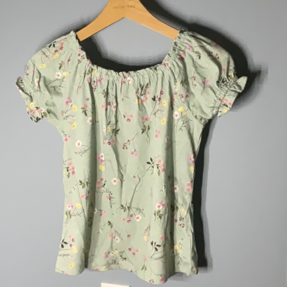 Mint green floral top girls brand new